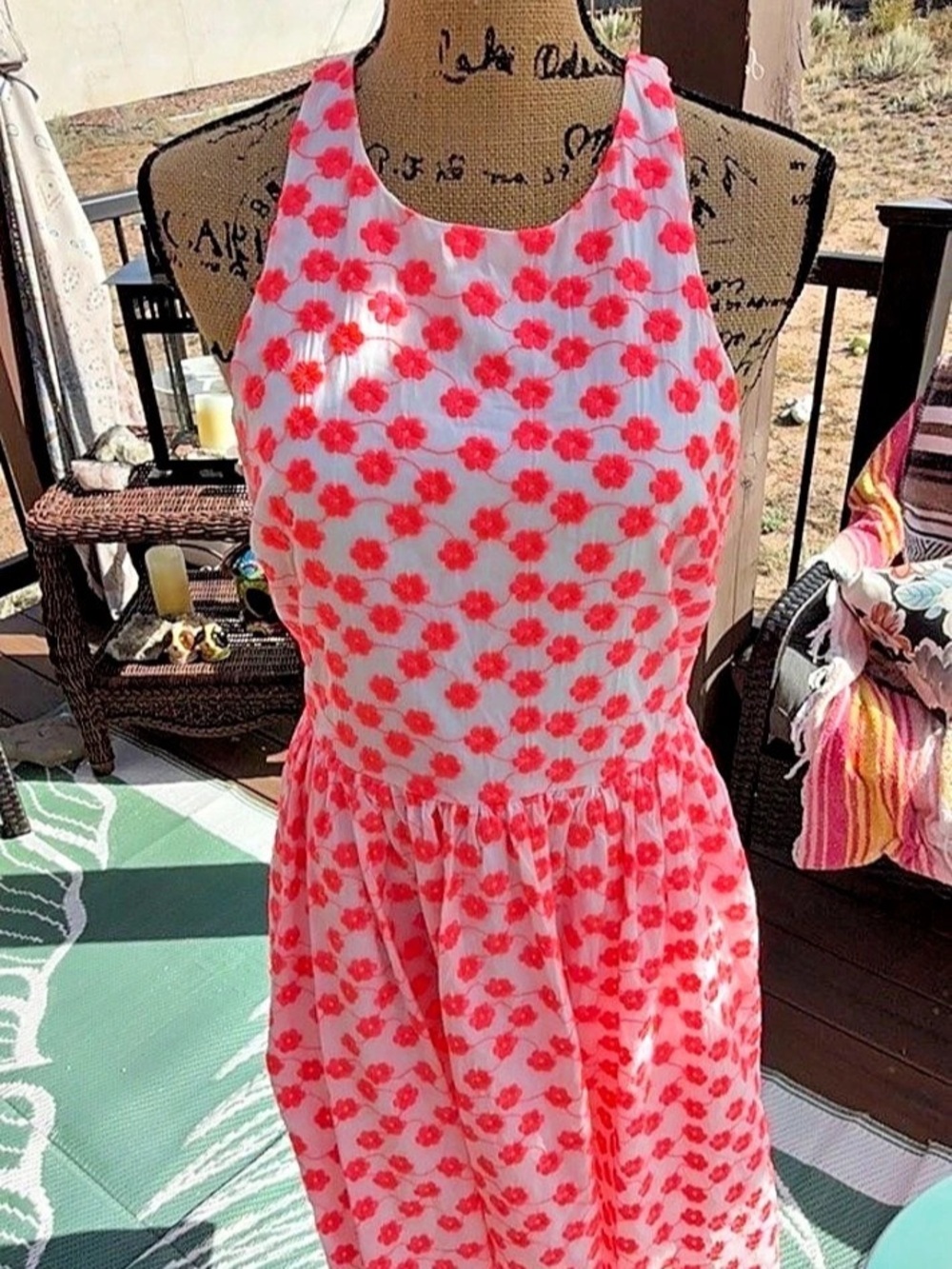 J.Crew Embroidered Floral Racer Dress Pink & White Size 6
